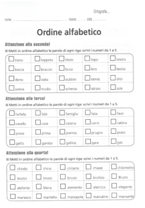 Scheda Ordine Alfabetico 3