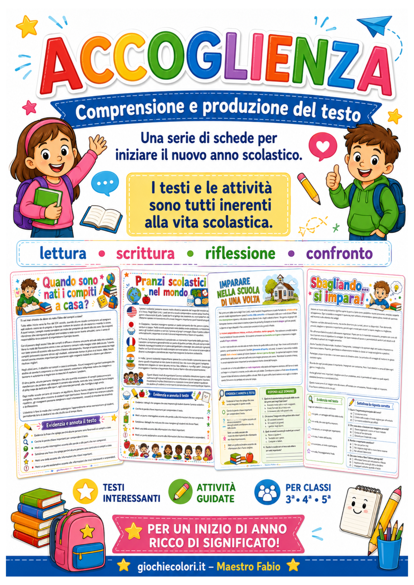 Scheda di accoglienza per comprensione e produzione del testo