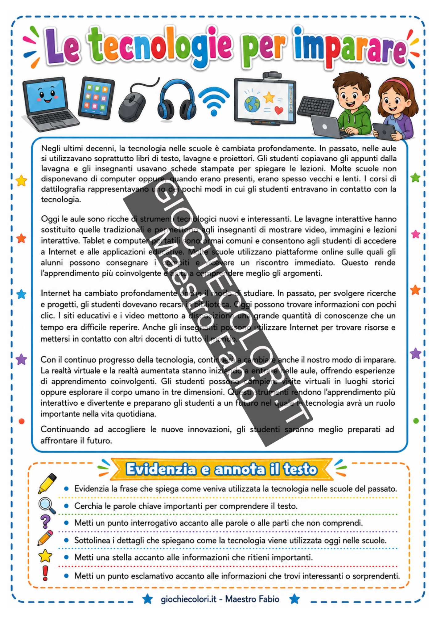 Scheda per riflettere ed esprimere la propria opinione