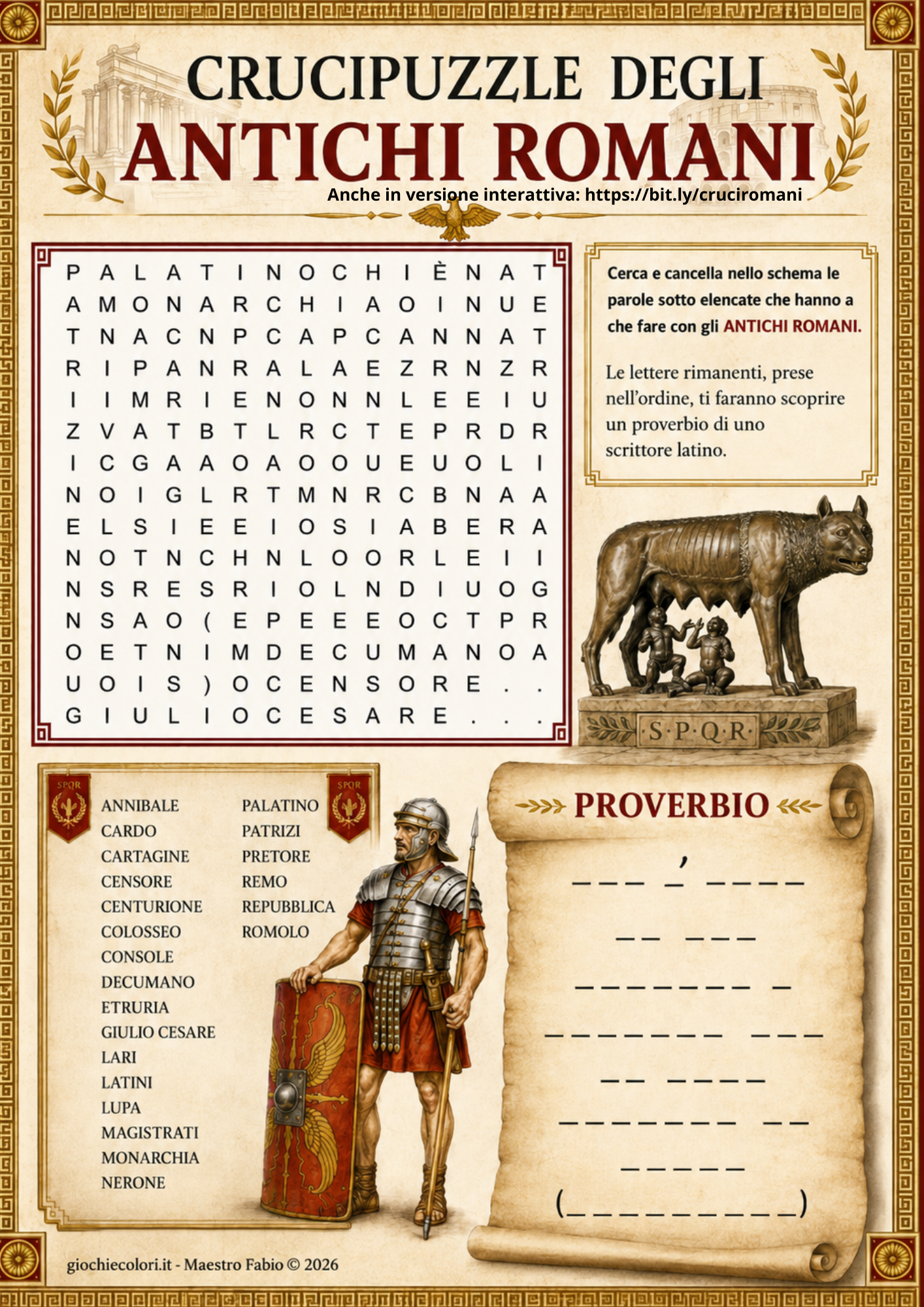 Anteprima del crucipuzzle sugli Antichi Romani