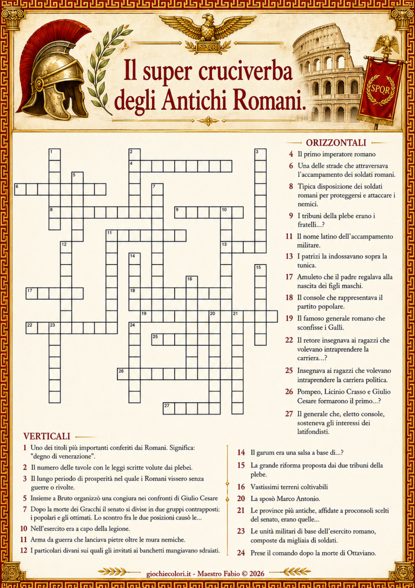 Anteprima del super cruciverba sugli Antichi Romani