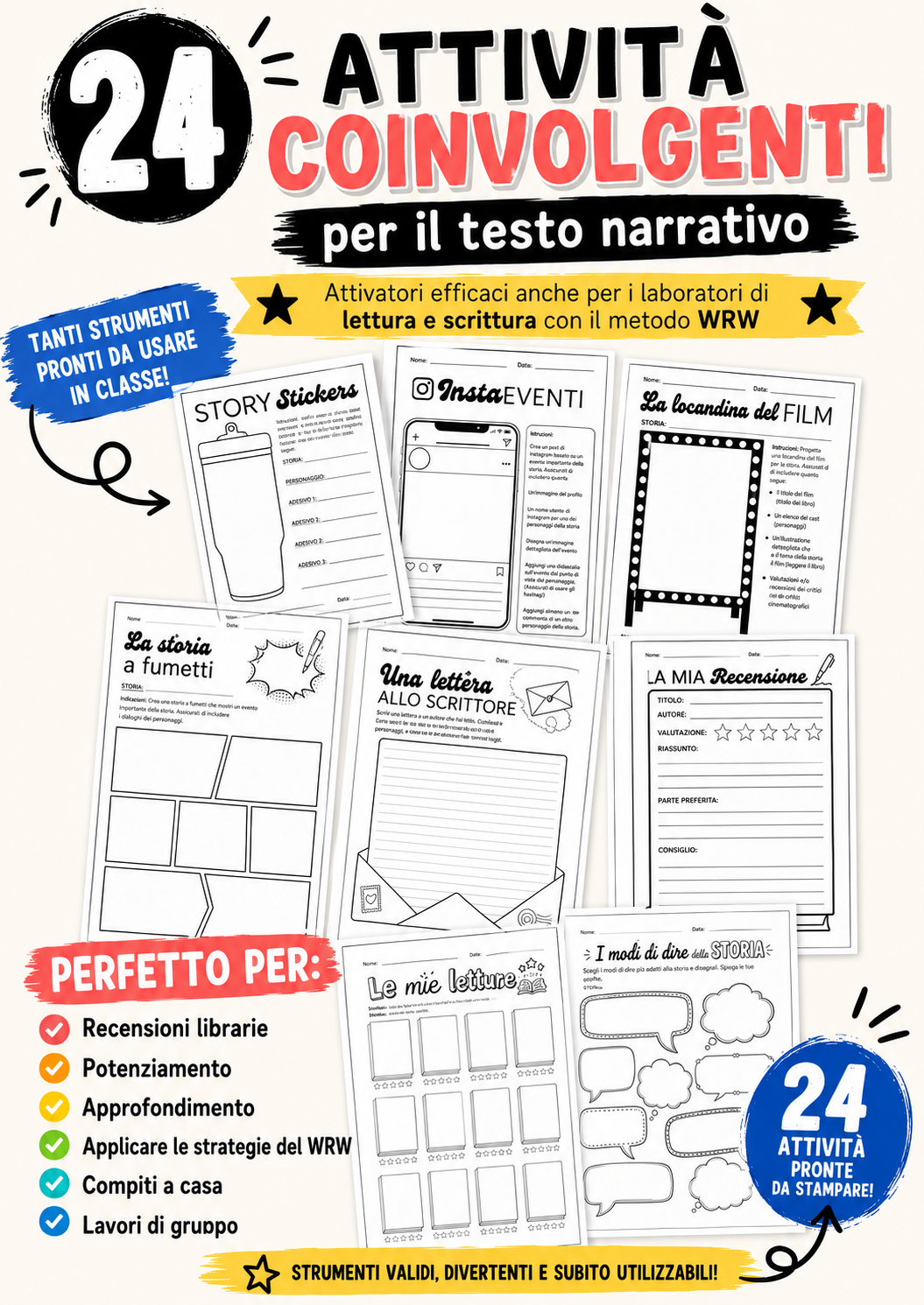 Seconda copertina attività sui libri e testi narrativi