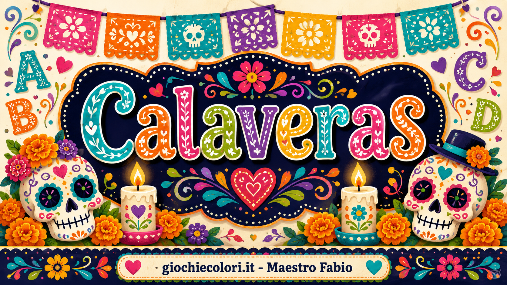 Alfabeto calaveras: lettere decorate da stampare
