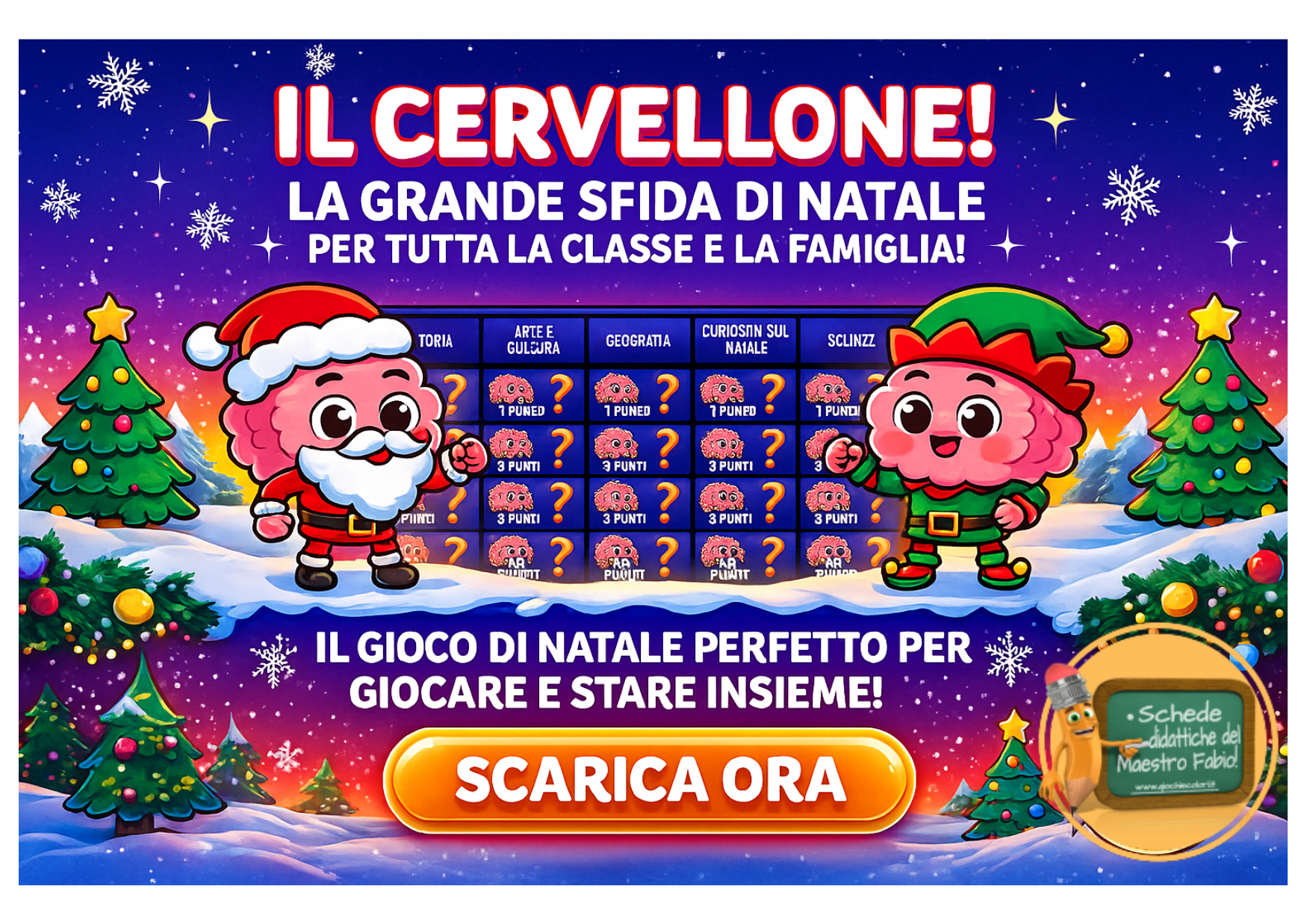 Il Cervellone, gioco a quiz di Natale gratis per scuola primaria e famiglia