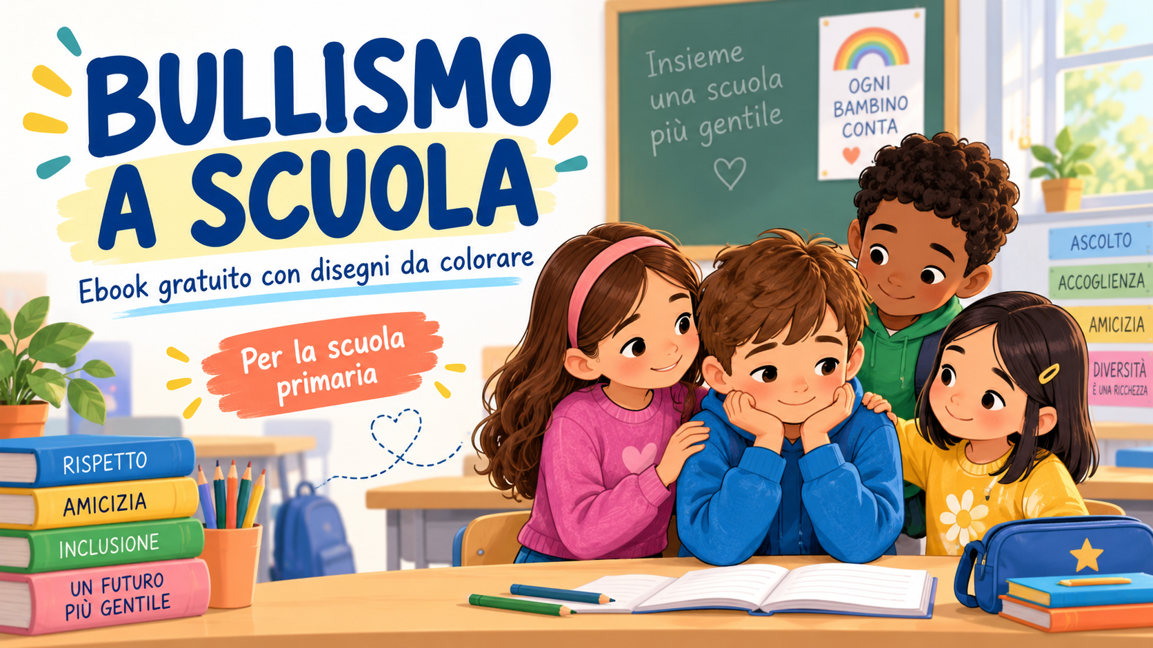Bullismo a scuola - ebook gratuito con disegni da colorare per la scuola primaria