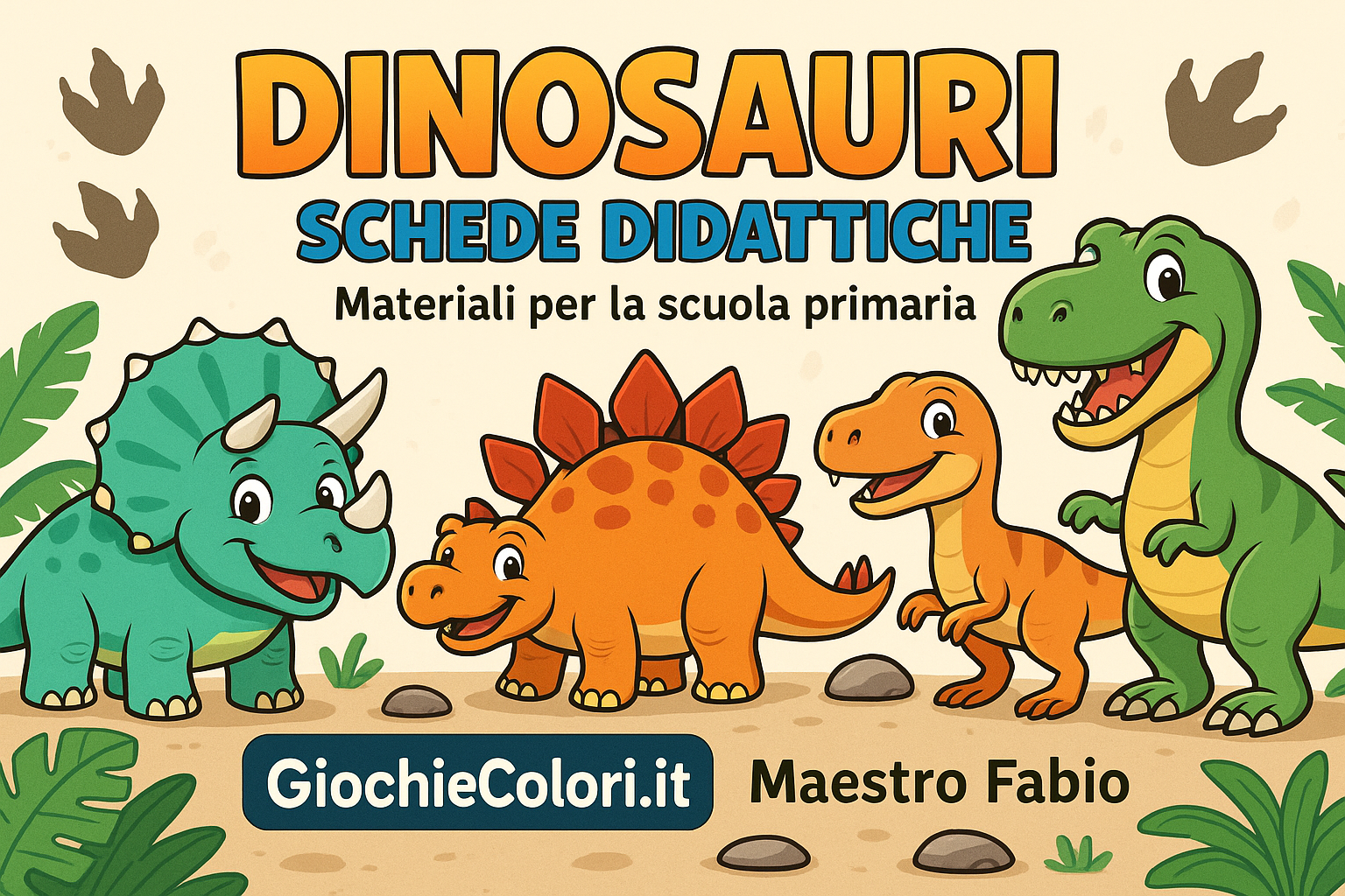 Copertina schede sui dinosauri scuola primaria