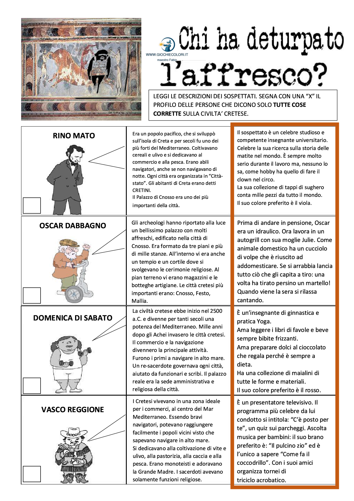 Sospettati e verifica sulla civiltà cretese