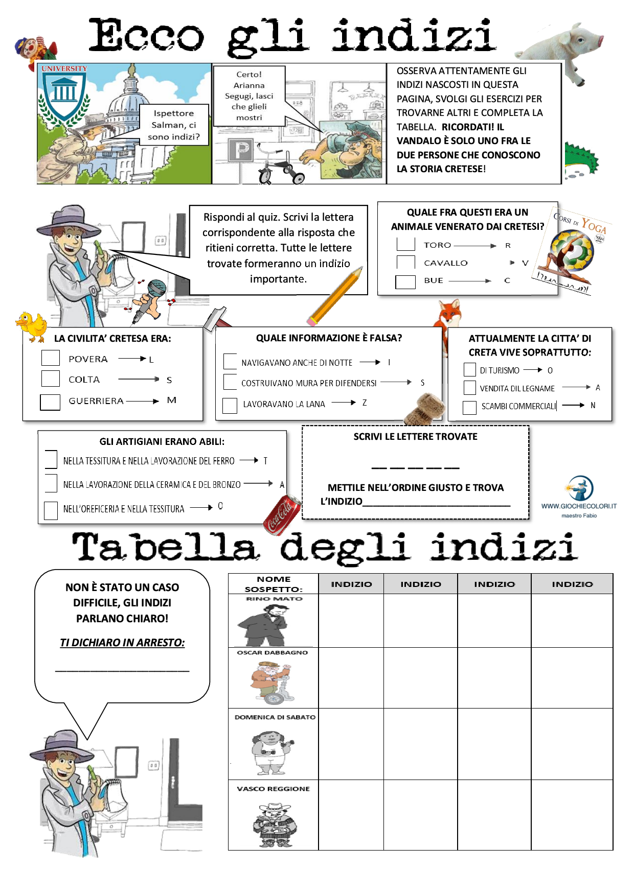 Quiz e indizi sulla civiltà cretese