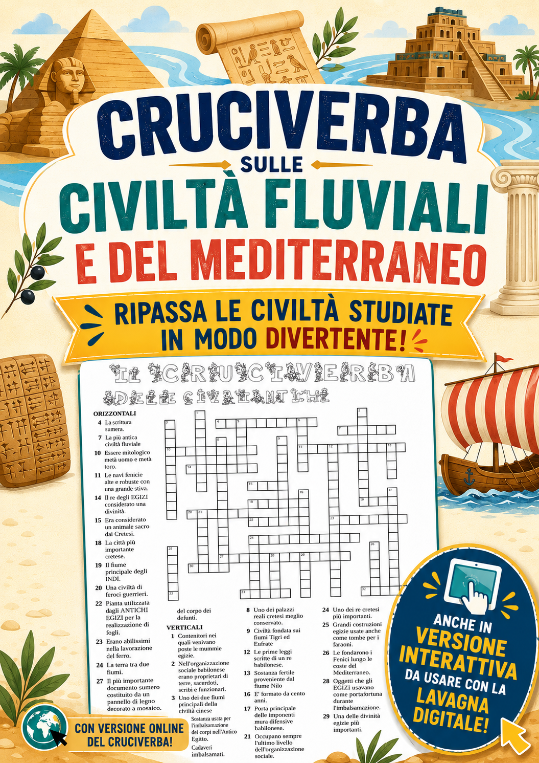 Copertina del cruciverba sulle civiltà fluviali e del Mediterraneo