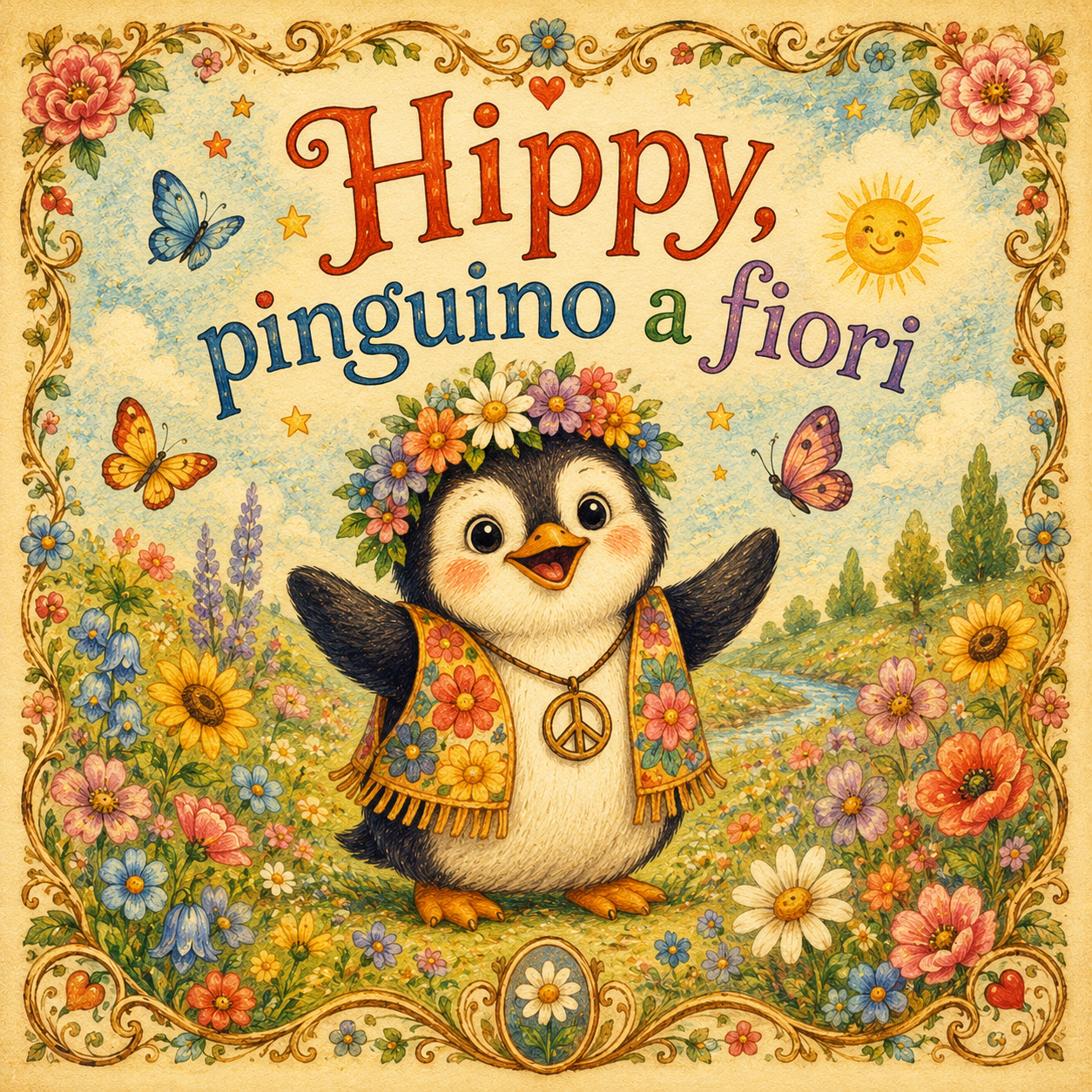 Hippy pinguino a fiori