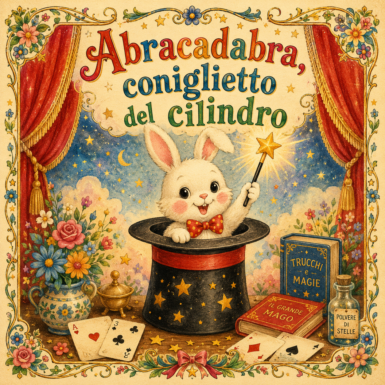 Copertina fiaba Abracadabra, coniglietto del cilindro