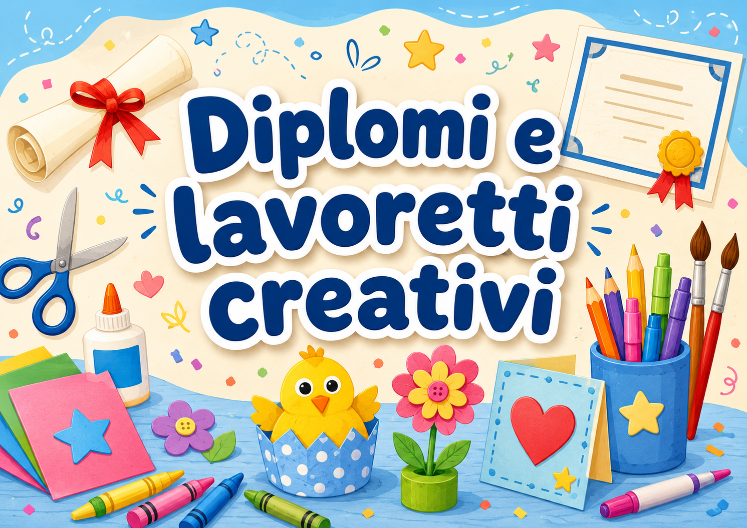 Diplomi e lavoretti creativi - copertina illustrata