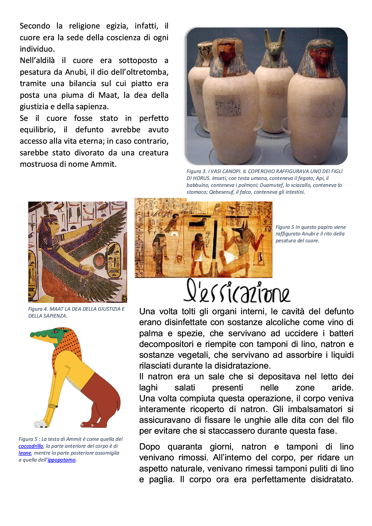 Scheda didattica sulle fasi della mummificazione pagina 3