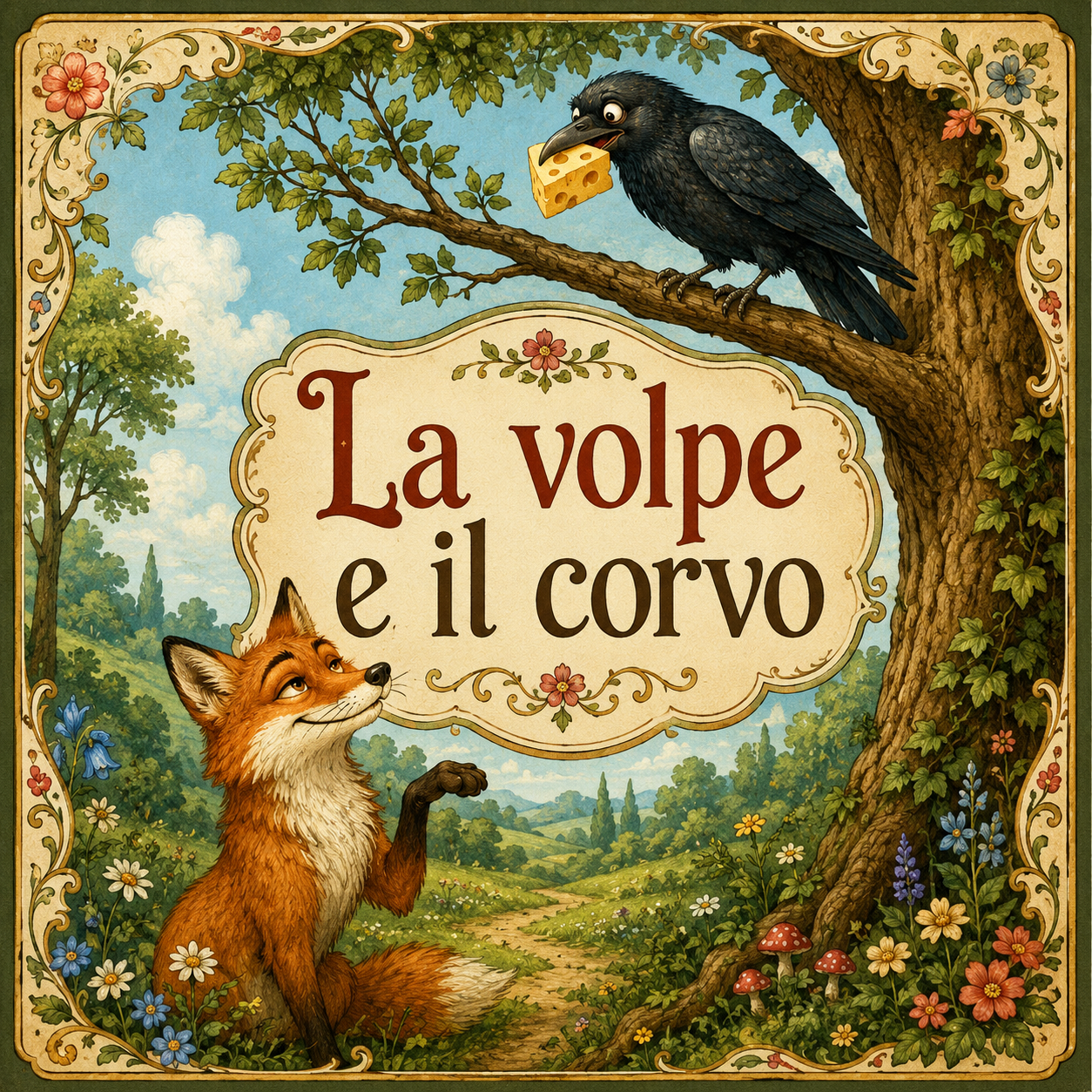 Copertina della favola La volpe e il corvo