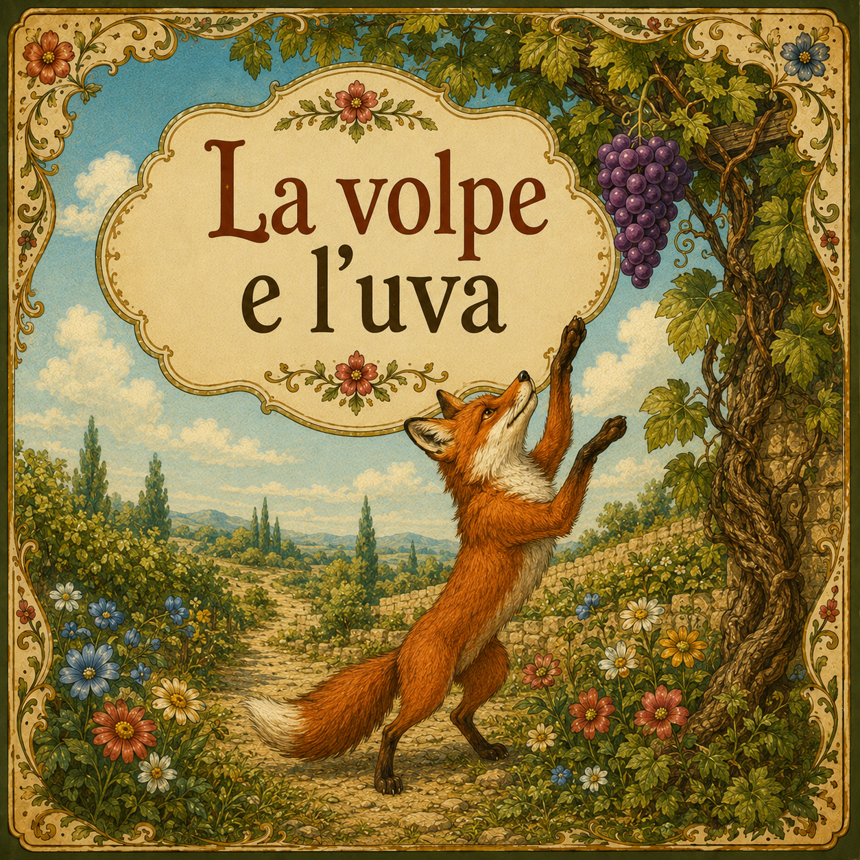 Copertina della favola La volpe e l’uva