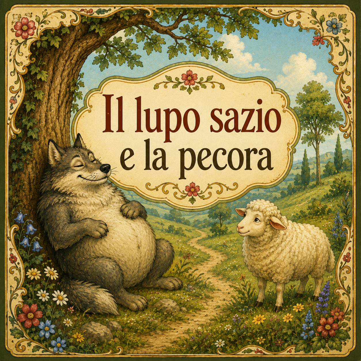 Copertina della favola Il lupo sazio e la pecora
