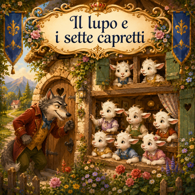 Copertina fiaba Il lupo e i sette capretti