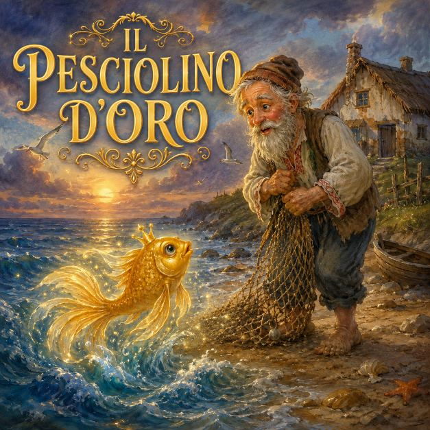 Copertina fiaba Il pesciolino d'oro