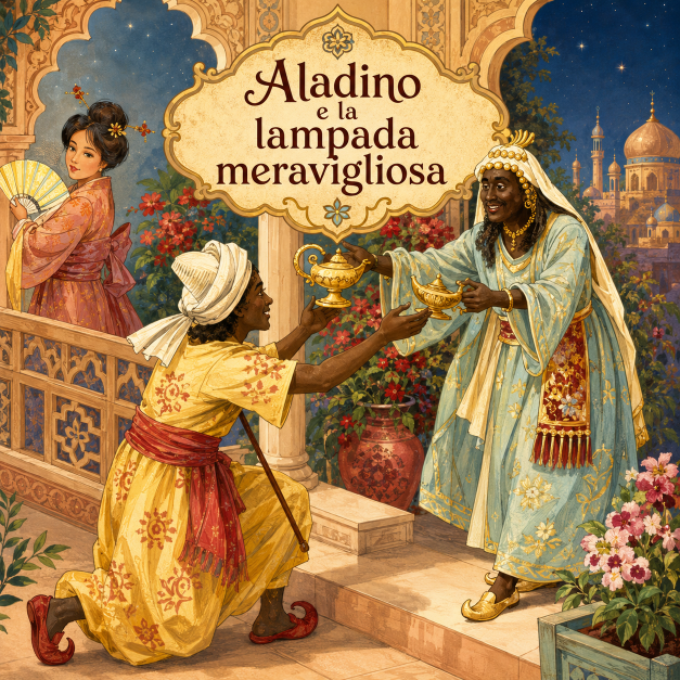 Copertina fiaba Aladino e la lampada meravigliosar