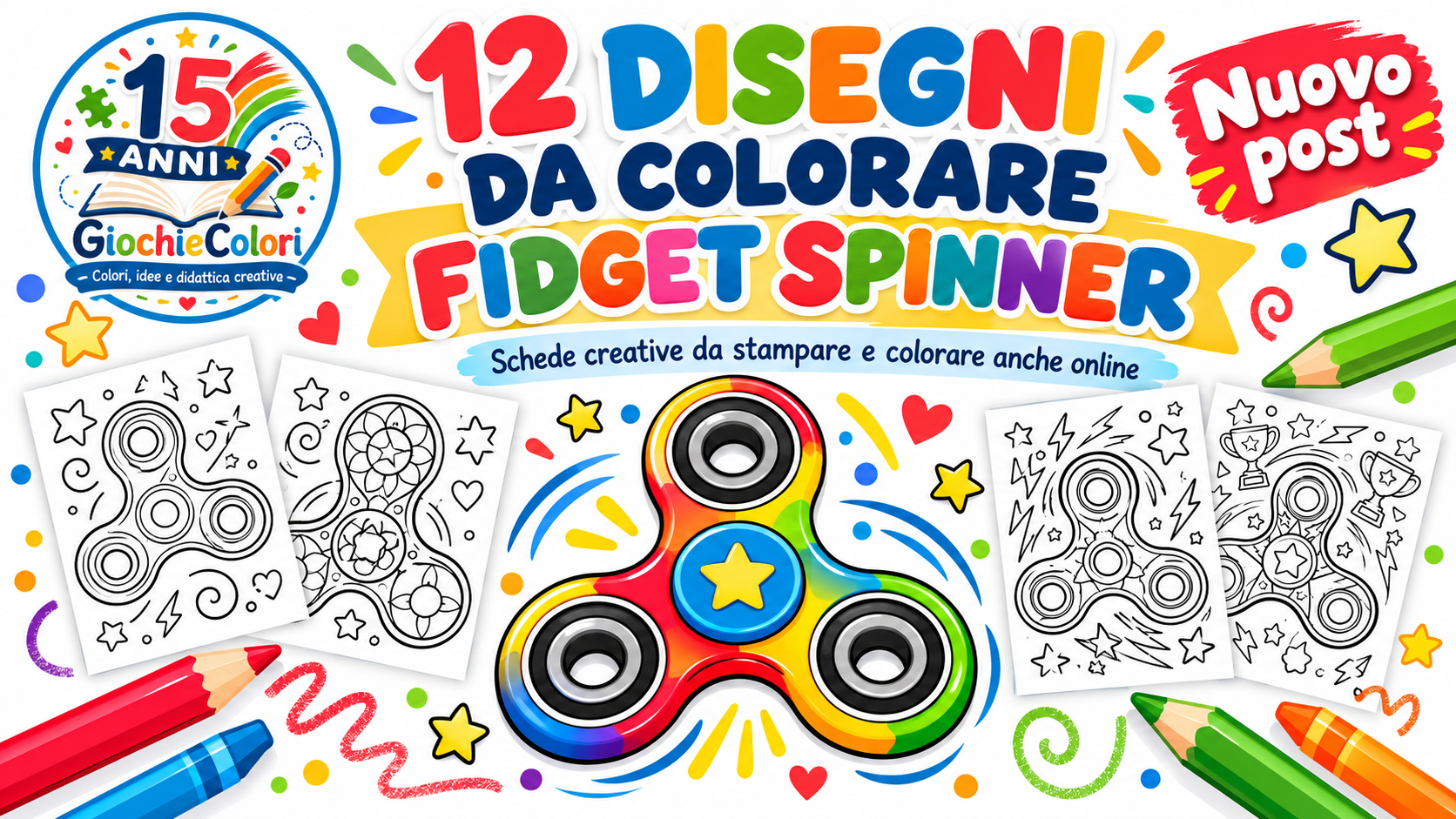 Fidget Spinner da colorare - 12 disegni gratis da stampare e colorare online