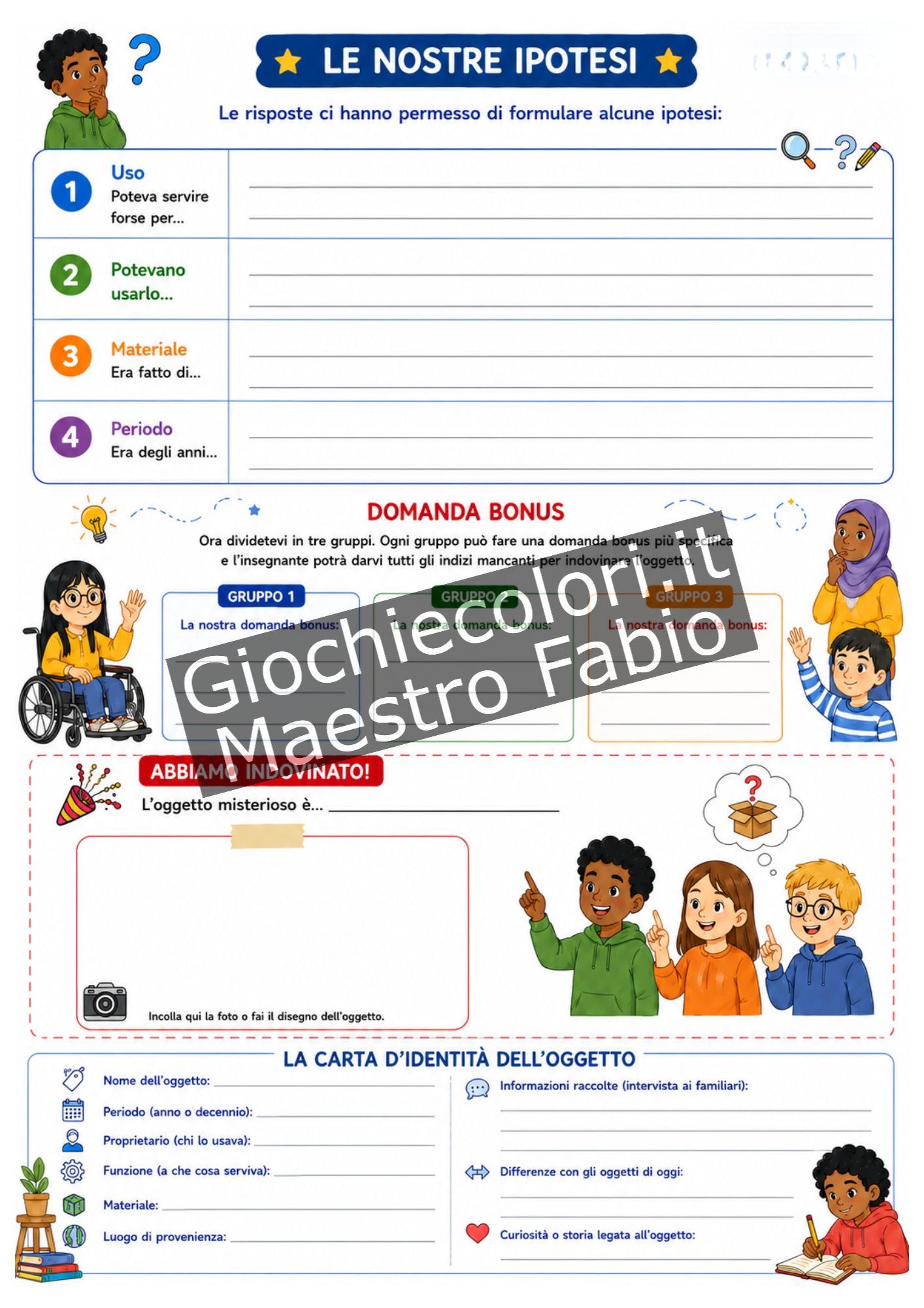 Scheda per formulare ipotesi su un oggetto del passato