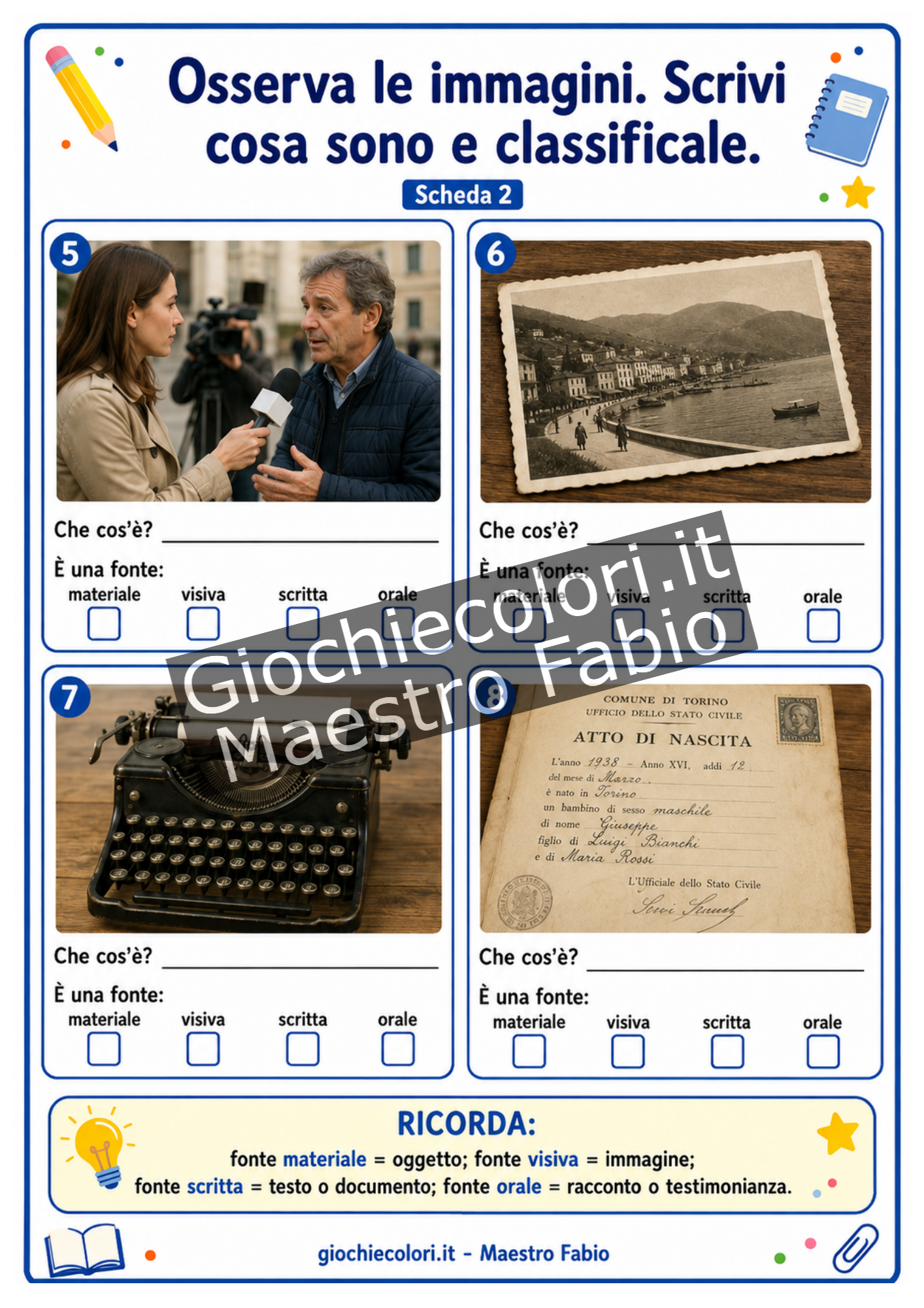 Secondo esercizio di classificazione delle fonti storiche