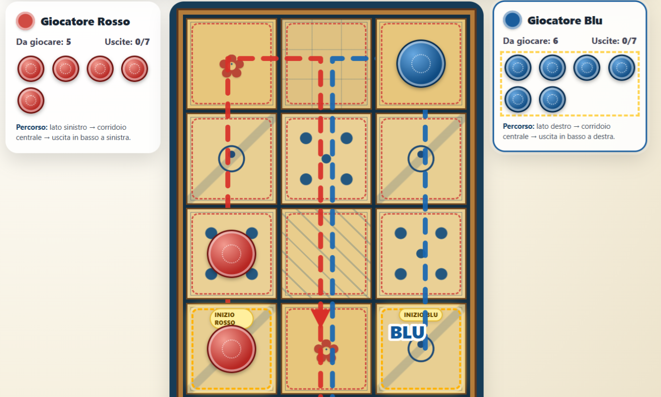 Gioco Reale di Ur online: movimento delle pedine