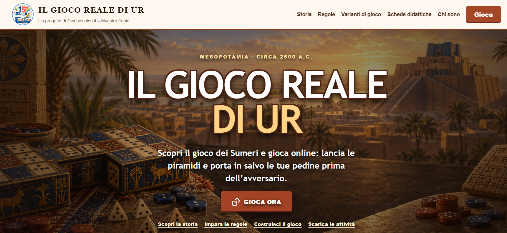 Homepage del sito Gioco Reale di Ur