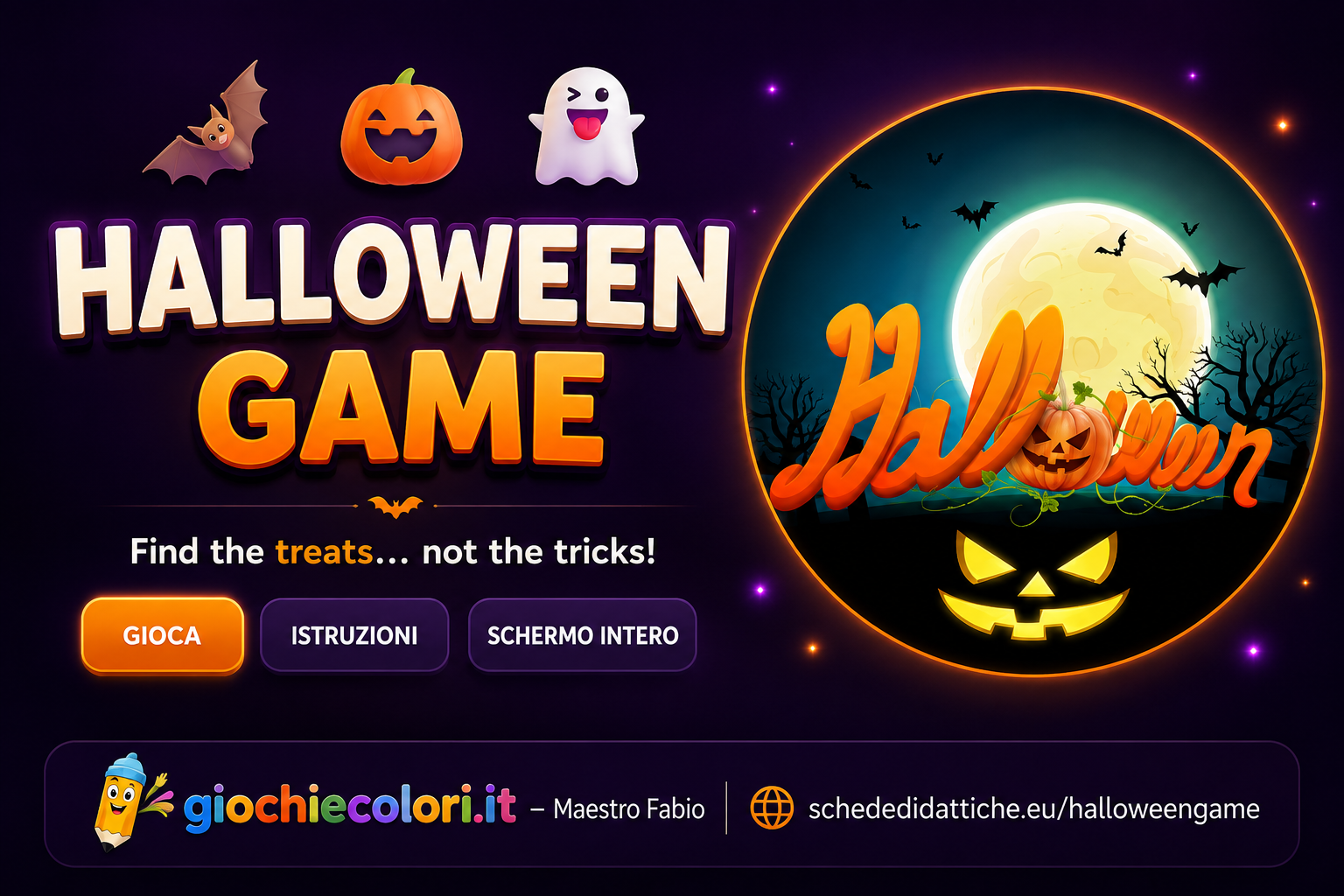 Halloween Game gioco didattico interattivo di inglese con Trick or Treat e Magic Wheel