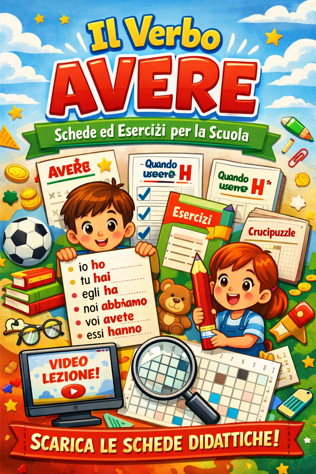 Il verbo avere schede didattiche scuola primaria esercizi grammatica
