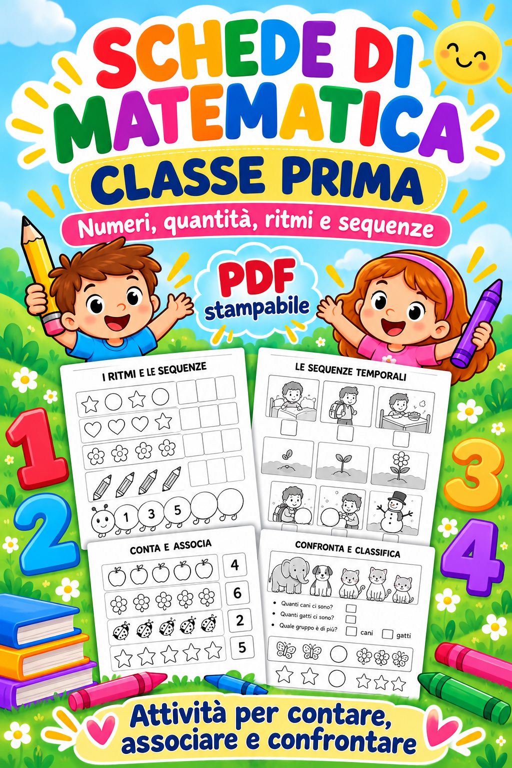 Schede di matematica per la classe prima: numeri, quantità, ritmi e sequenze