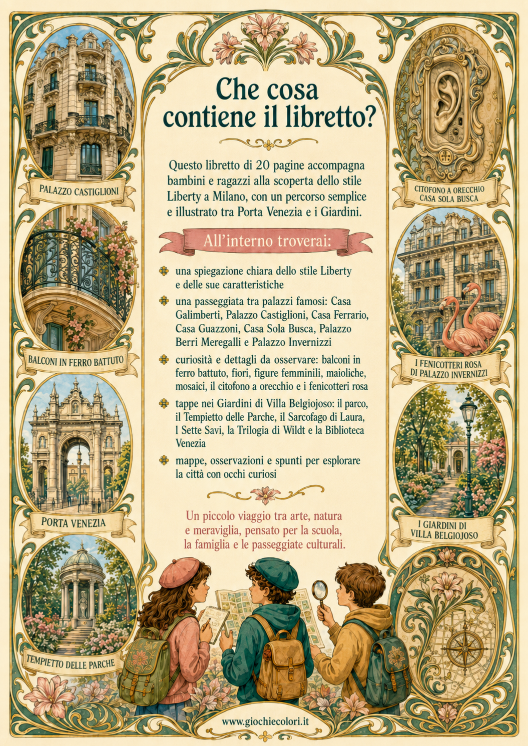 Retro di copertina del PDF Milano Liberty per bambini e ragazzi