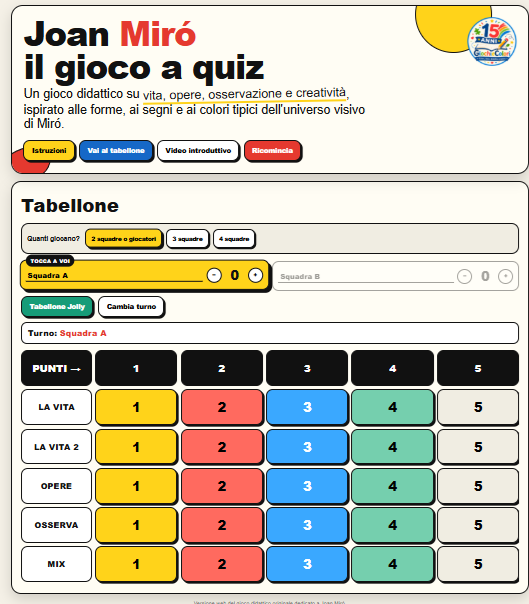 Gioco interattivo online su Joan Miró per bambini
