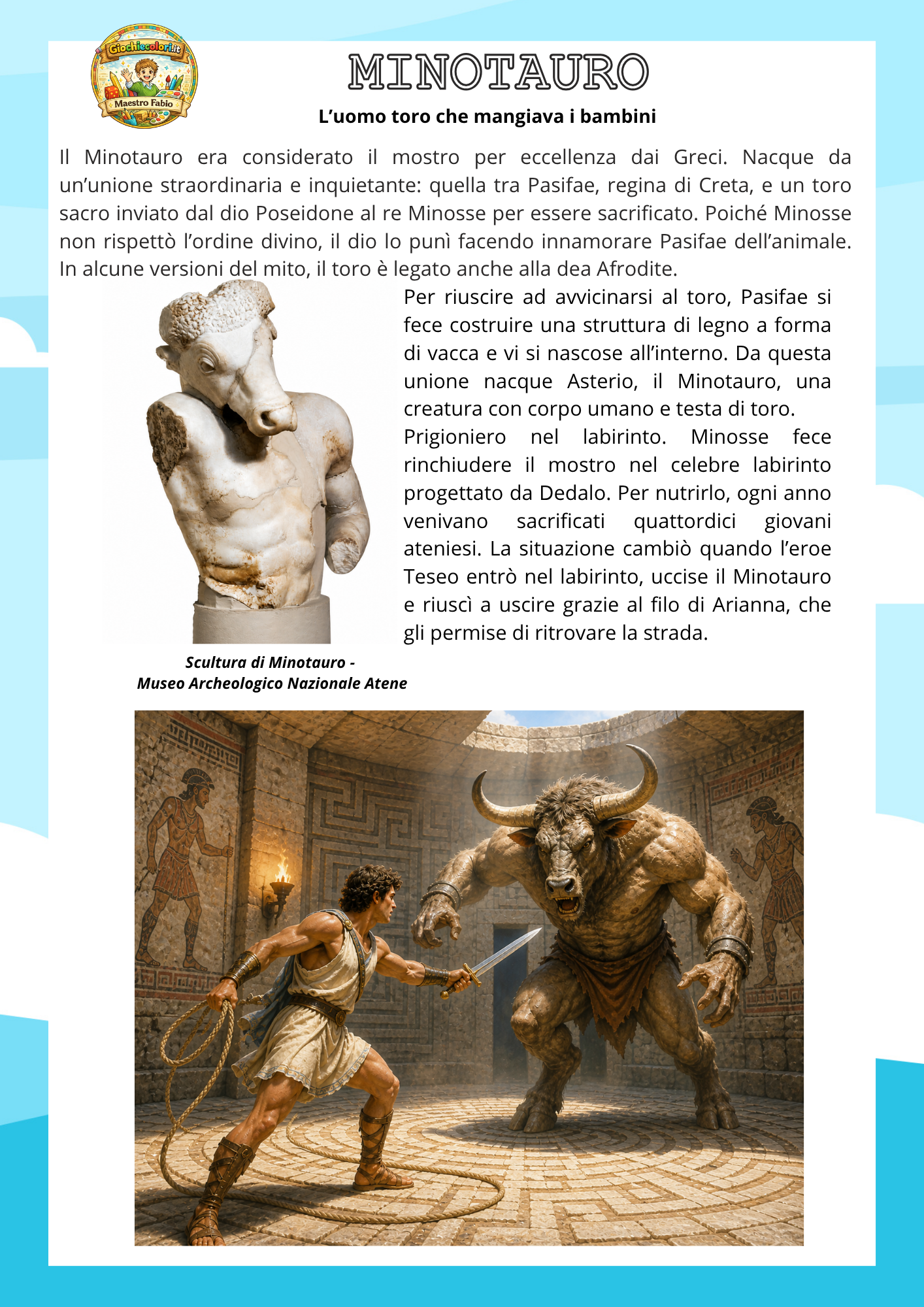 Anteprima scheda Minotauro mitologia greca