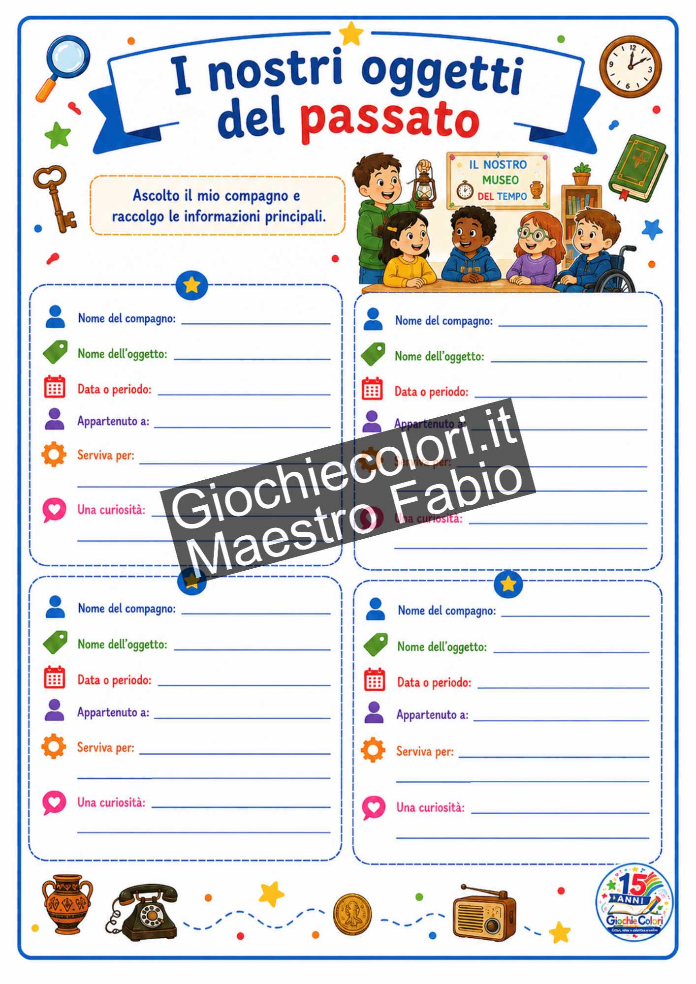 Scheda per registrare le informazioni sugli oggetti del passato
