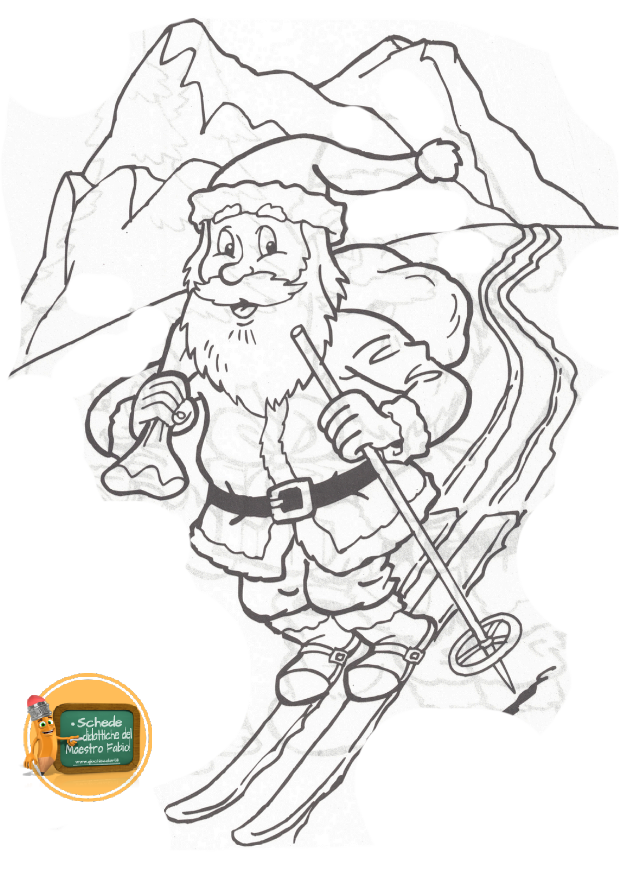 Pagina del libro PDF con disegno di Natale da colorare