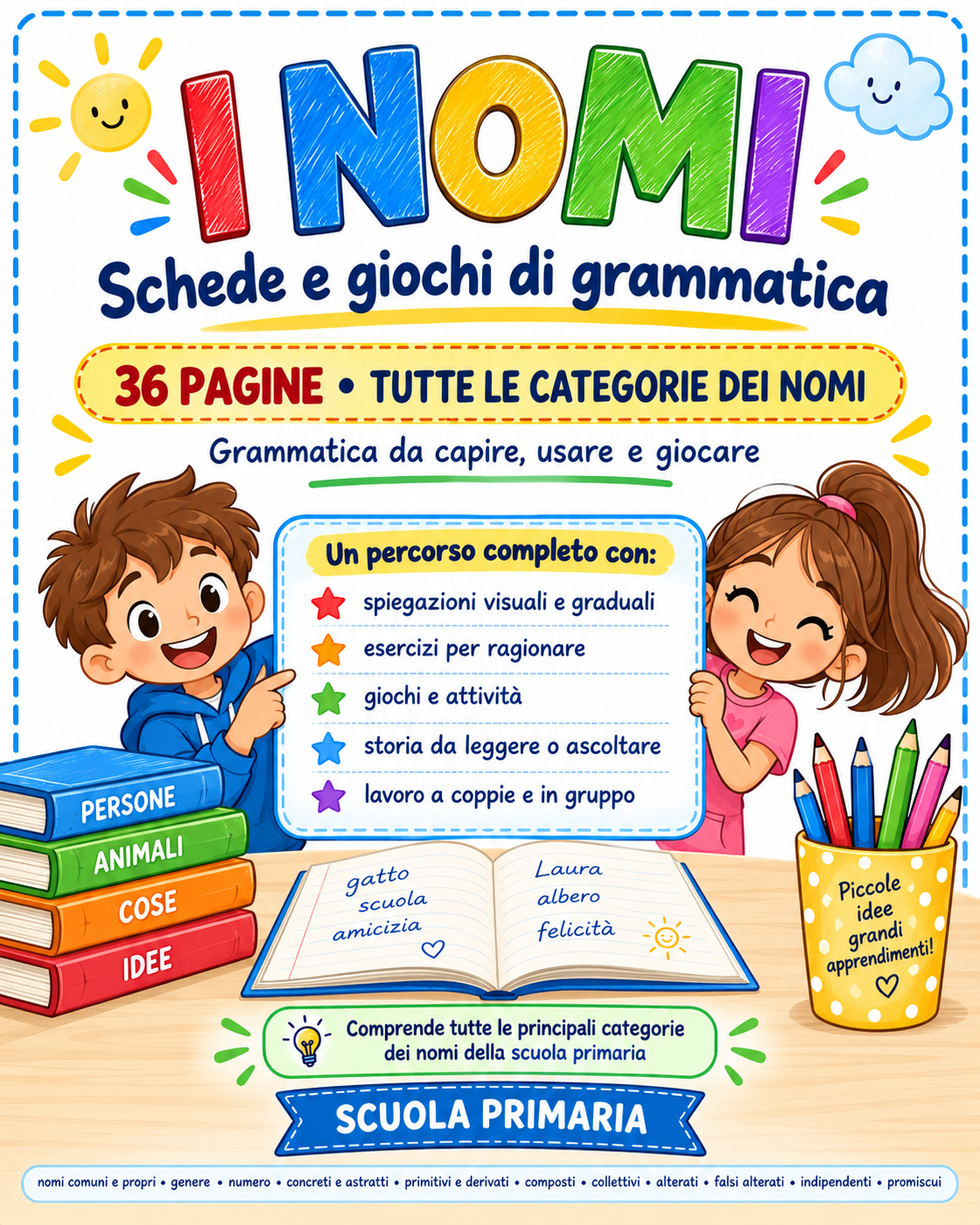 Copertina ebook I nomi - schede e giochi di grammatica