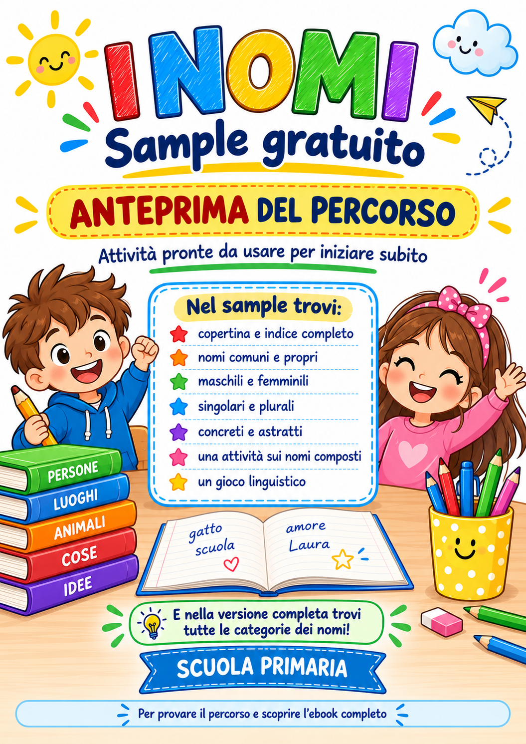 Sample gratuito dell'ebook sui nomi per la scuola primaria