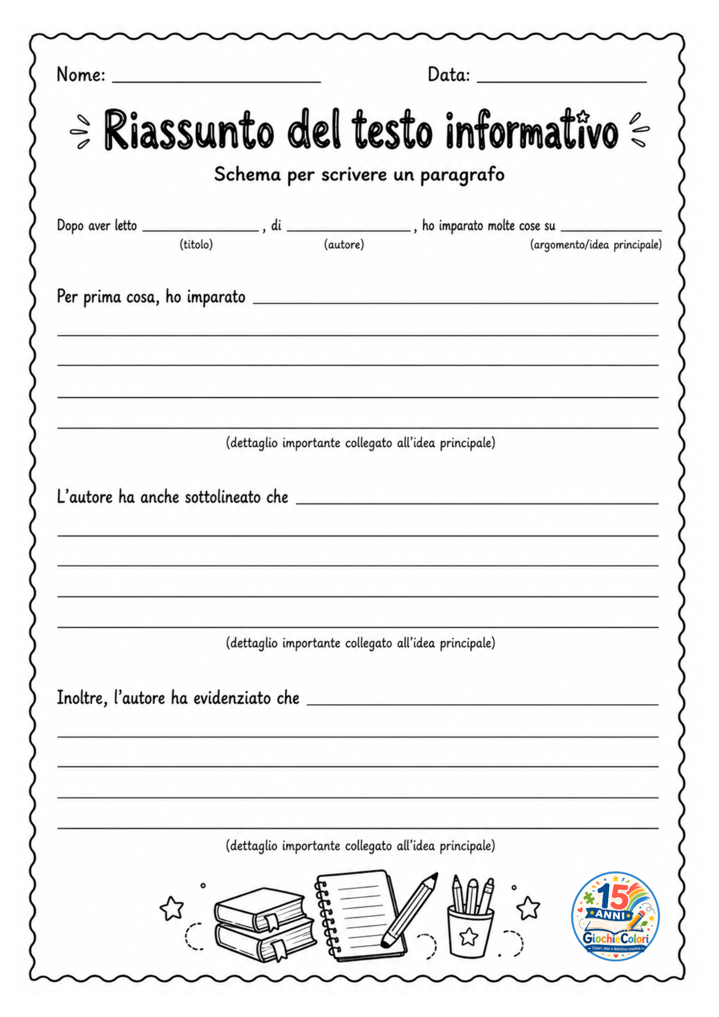 Anteprima pagina 5 - schema per scrivere un paragrafo riassuntivo